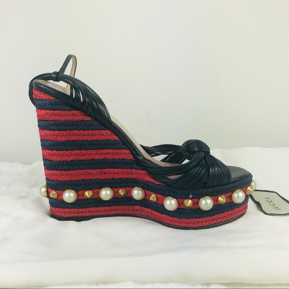 Gucci raffia pearl barbette espadrilles 38.5 - Picture 7 of 7